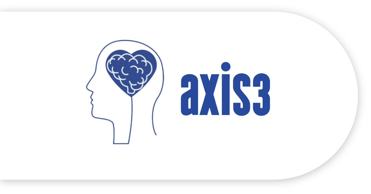 axis3 logo of human head outline containing an overlapping brain and heart